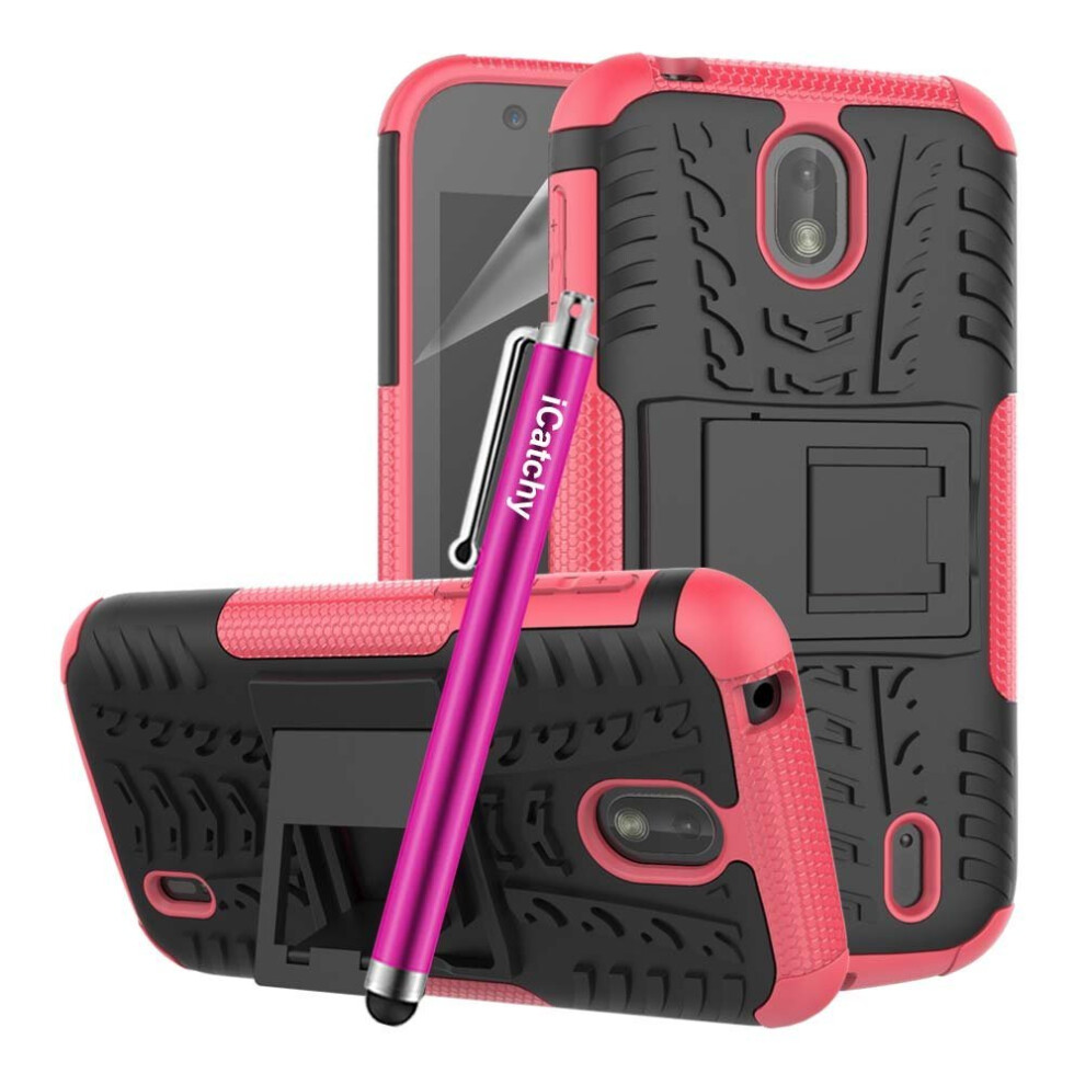 (Pink) For Nokia 1 Armour Shockproof Hard Case Cover Pink 5060566916363