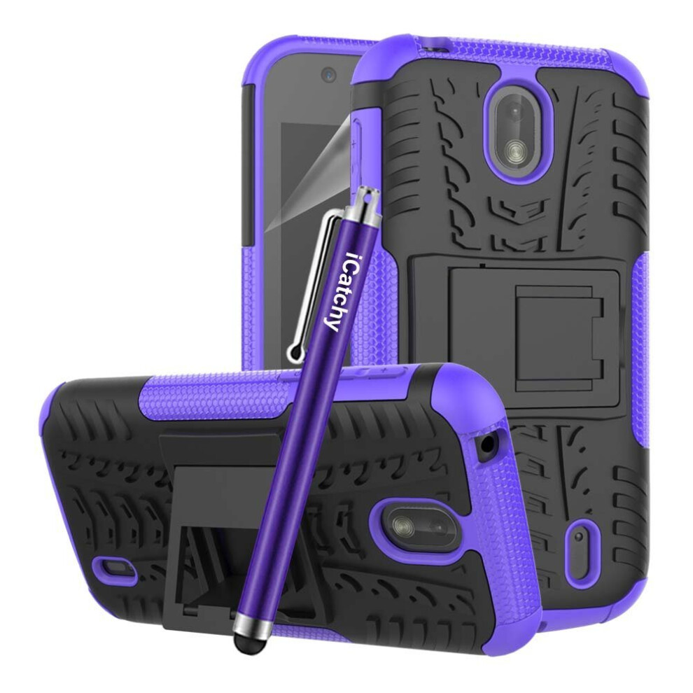 (Purple) For Nokia 1 Armour ShockProof Hard Case Cover