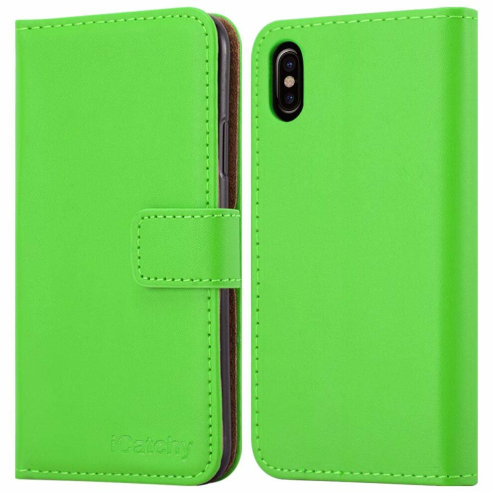 (Green) For Iphone Xs Max Leather Wallet Flip Holder Case Green 5060566918916