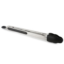 (Black) Jazooli Silicone Grip Stainless Steel Kitchen Tongs