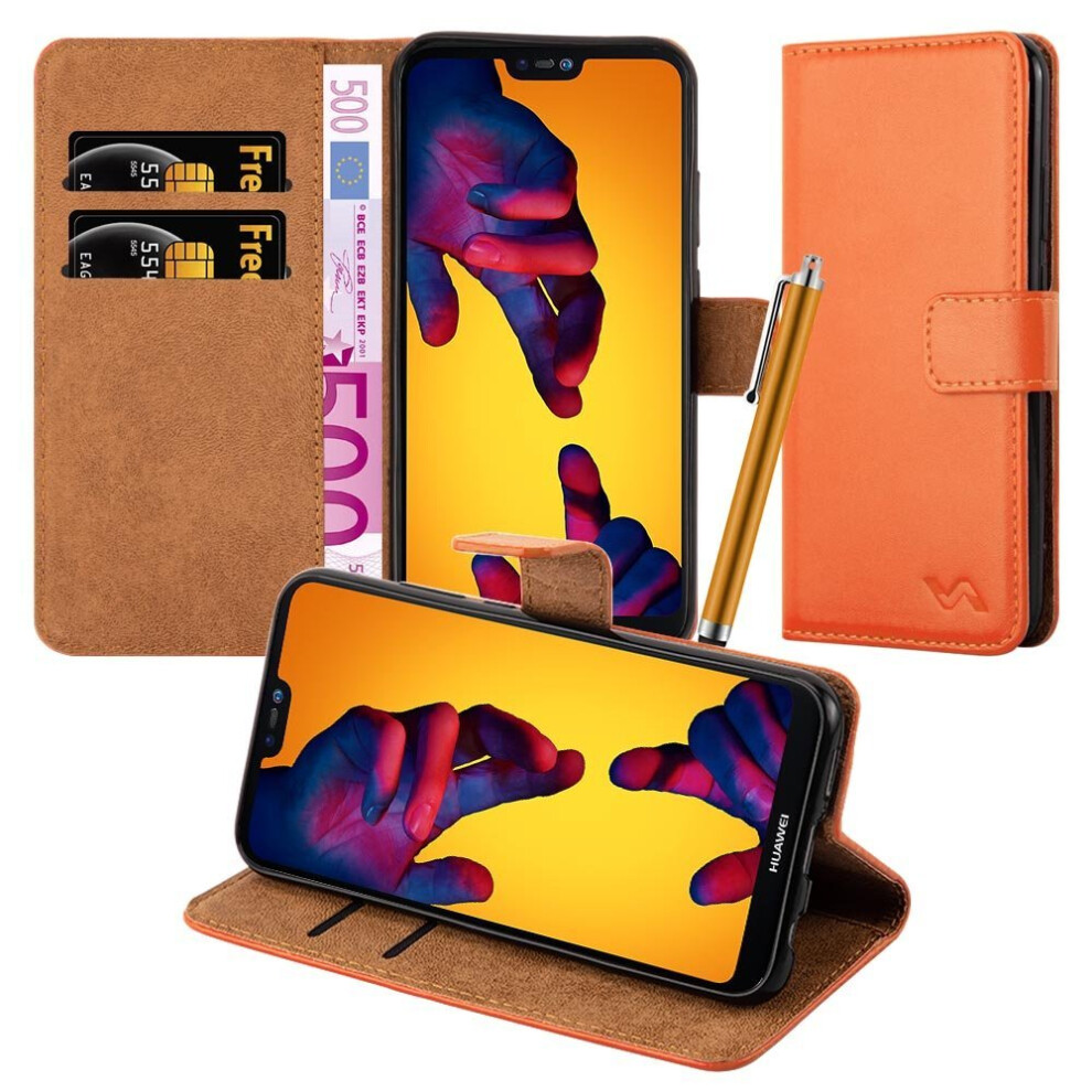 (Orange) For Huawei P20 Lite Leather Wallet Case Cover Orange 5060566915106