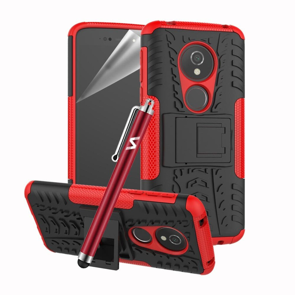 (Red) For Moto G6 Play Tough Shockproof Case Cover