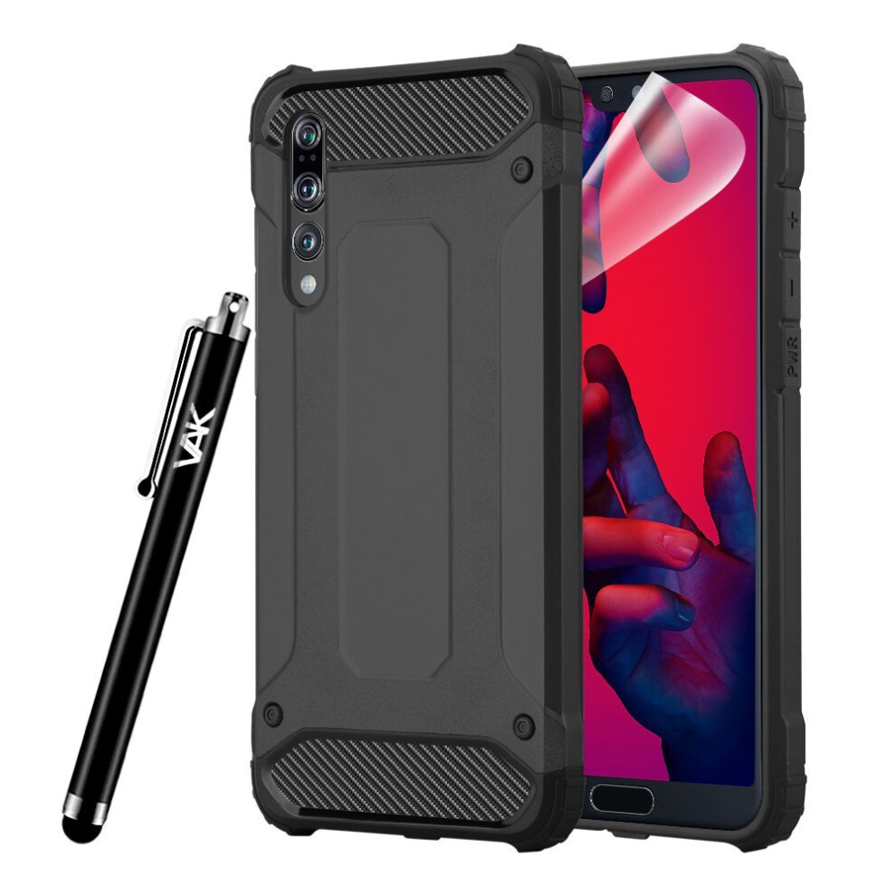 (Black) For Huawei P20 Pro Armour Shockproof Defender Case