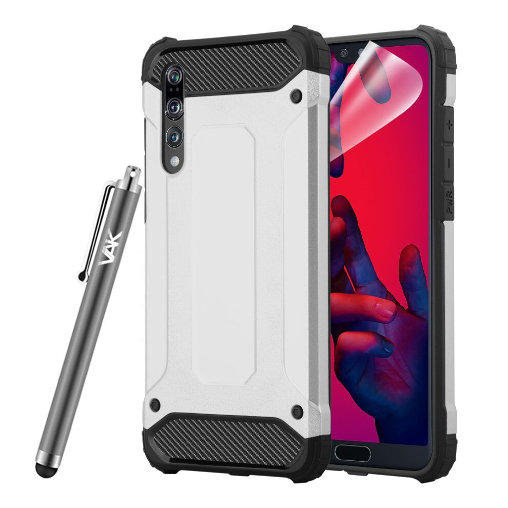 (Silver) For Huawei P20 Pro Armour Shockproof Defender Case