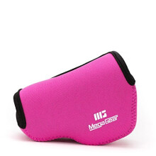 MegaGear Ultra Light Neoprene Camera Case Bag for Sony NEX 5TL Sony NEX 5R Sony NEX 3N with Sony SELP1650 Sony A5100 Sony A5000 16 50mm Lens Hot Pink