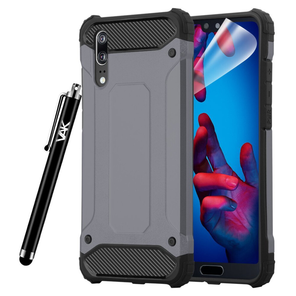 (Grey) For Huawei P20 Shockproof Armour Defender Case Grey 5060566914970