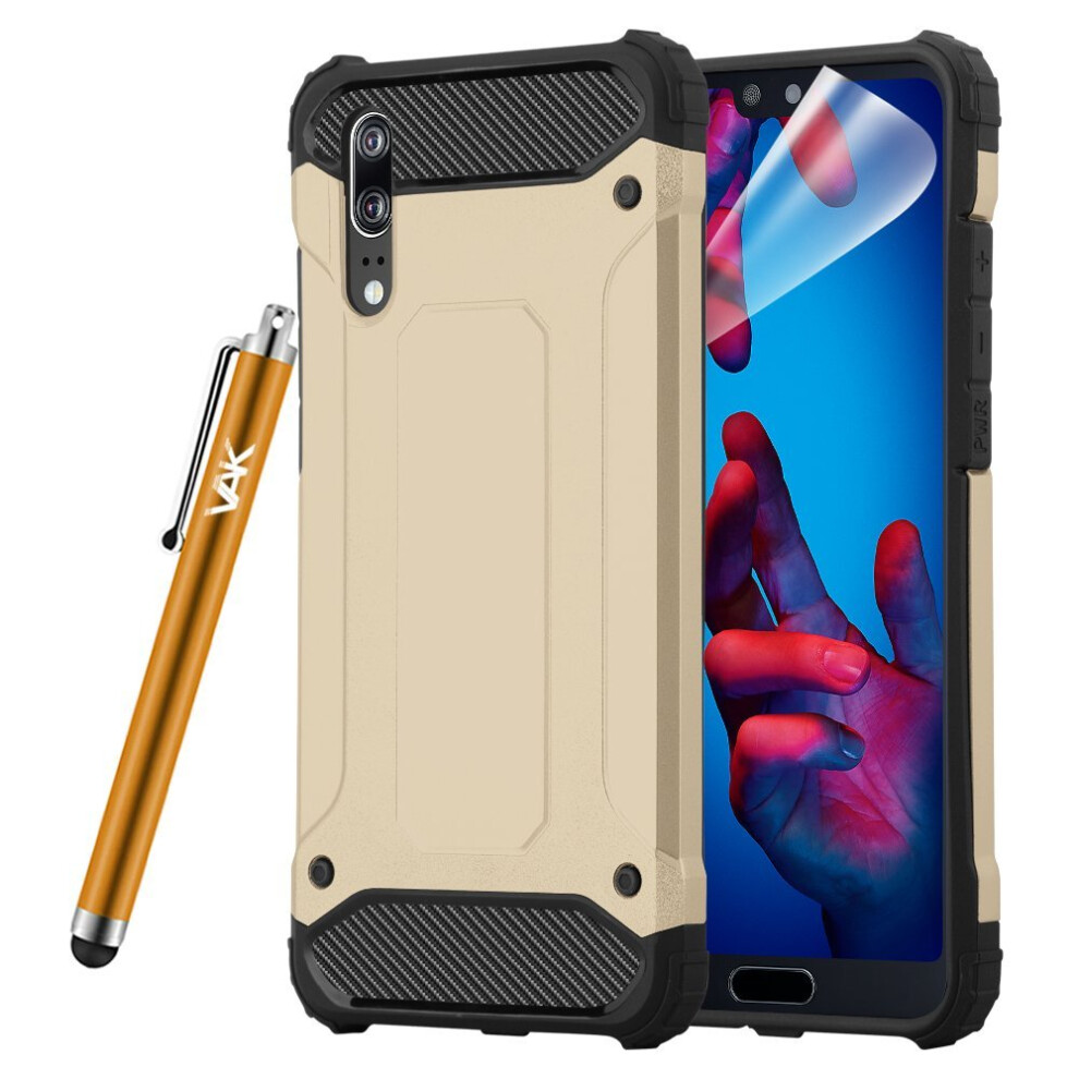 (Gold) For Huawei P20 Shockproof Armour Defender Case Gold 5060566914987