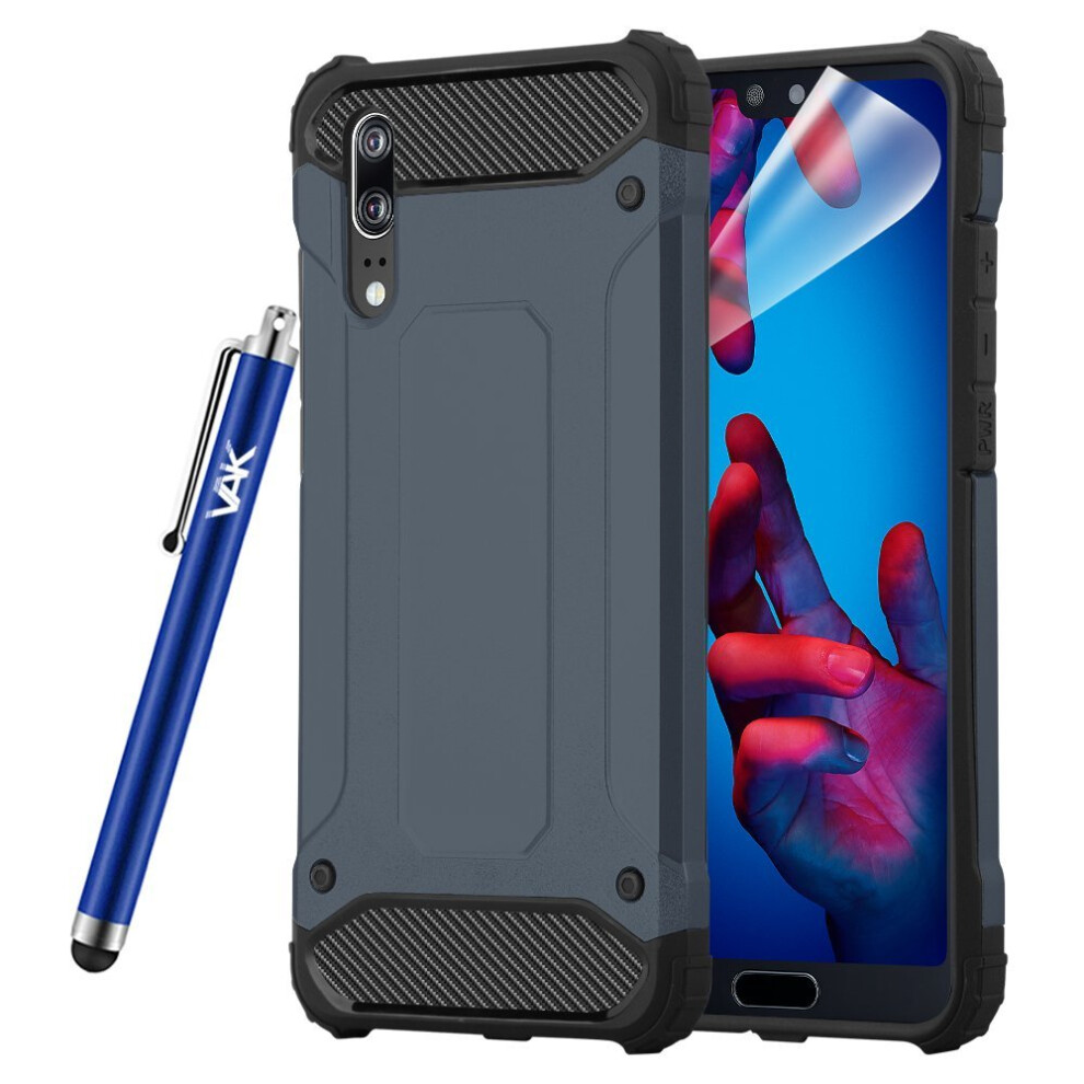 (Blue) For Huawei P20 Shockproof Armour Defender Case Blue 5060566914963