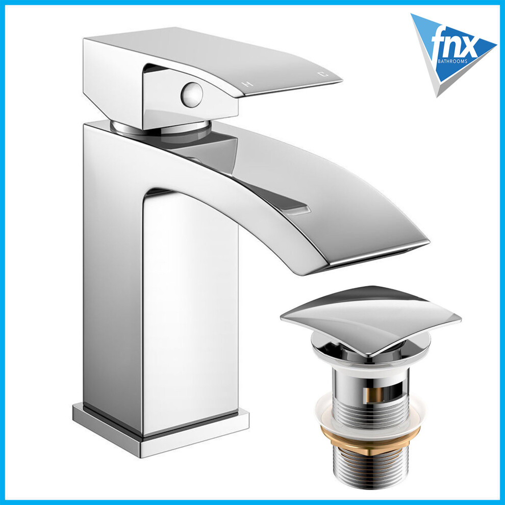 Square Basin Mono waterfall style spout with Free square waste