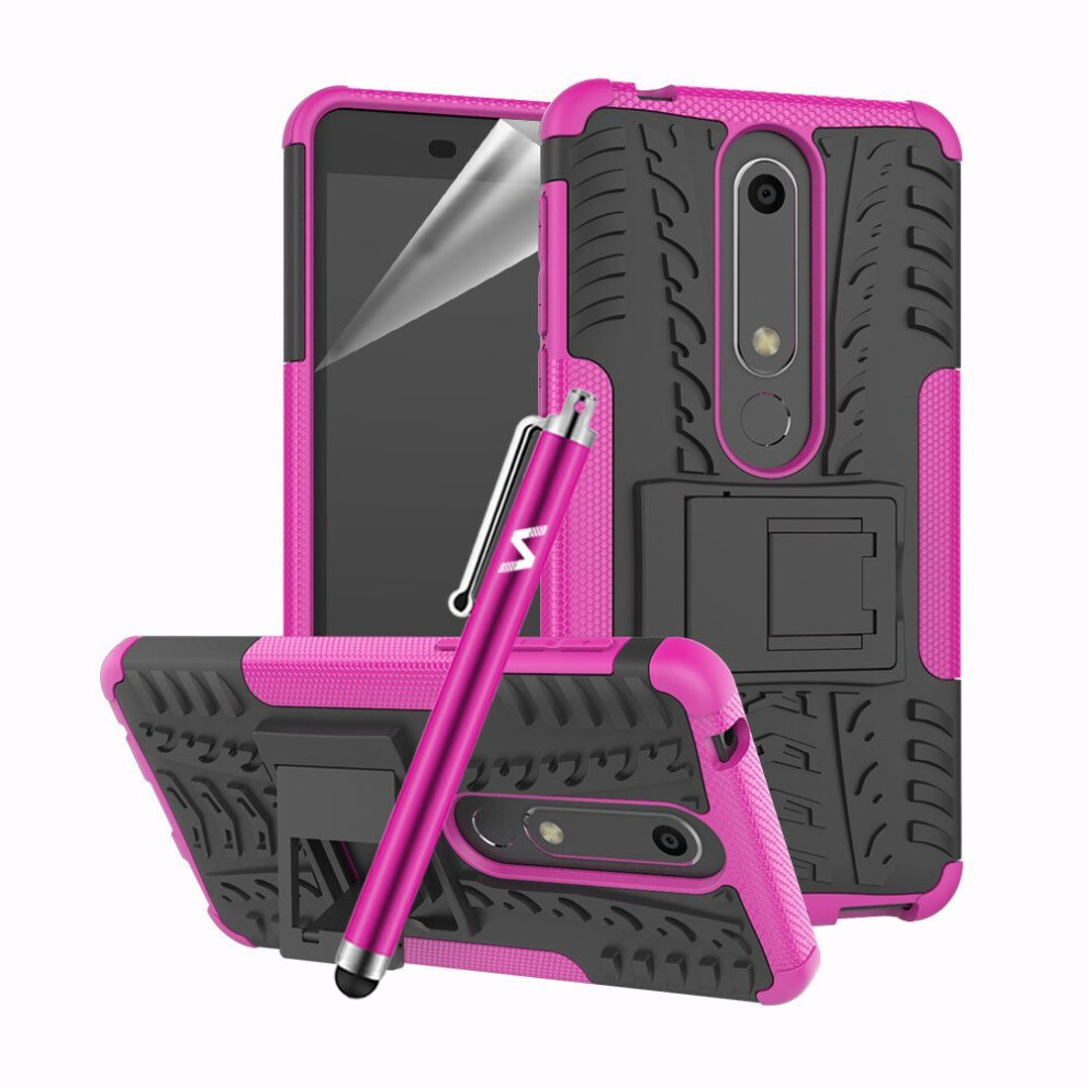 (Pink) For Nokia 6 2018 Shockproof Hybrid Hard Case Cover Pink 5060566914734