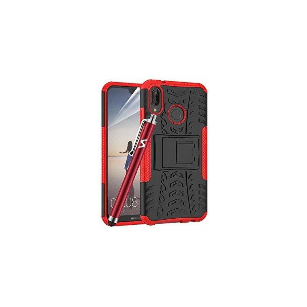 (Red) For Huawei P20 Lite Armour Shockproof Case Cover