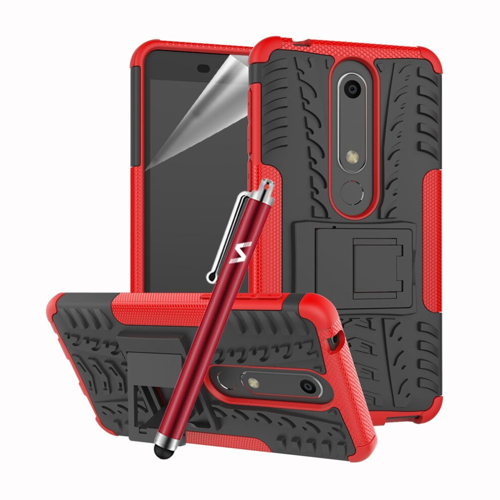 (Red) For Nokia 6 2018 Shockproof Hybrid Hard Case Cover Red 5060566914727