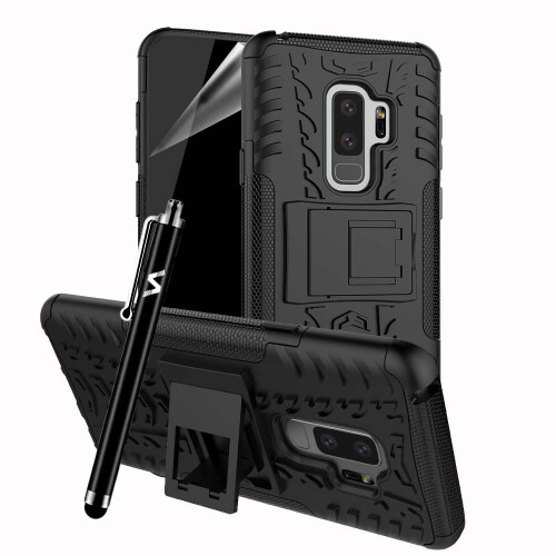 (Black) For Galaxy S9 Plus Tough ShockProof Case Cover