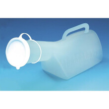 (Pack of 2) Male Urinal - Urine bottle with long neck, lid and handle - 1 litre capacity