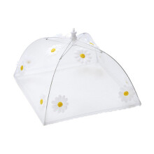 Epicurean Europe Ltd 1-Piece 30cm x 30cm Polyester with Zinc plated steel frame Food Cover Umbrella, White with white and yellow daisy design