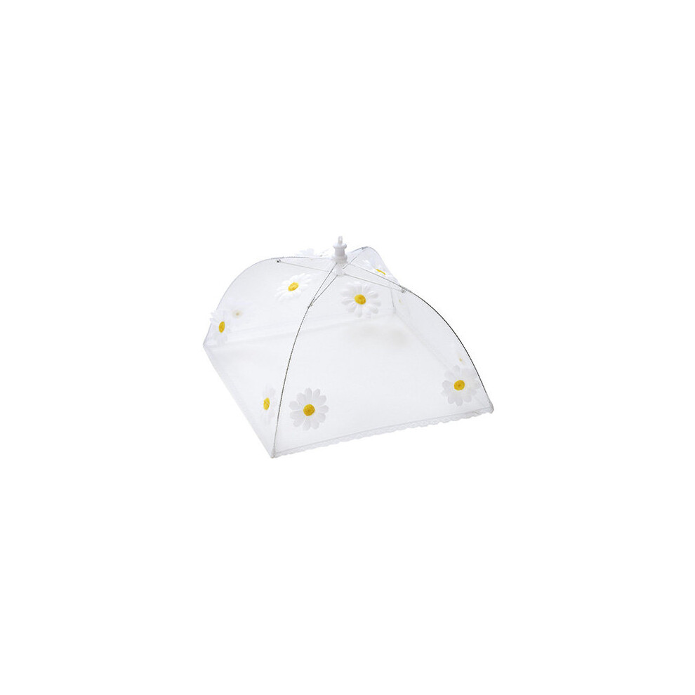 Epicurean Europe Ltd 1-Piece 30cm x 30cm Polyester with Zinc plated steel frame Food Cover Umbrella, White with white and yellow daisy design