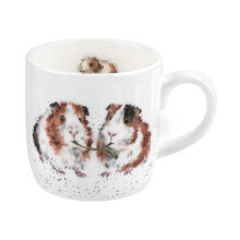 Wrendale by Royal Worcester Wrendale Lettuce Be Friends (Guinea Pig) Single Mug, Bone China, Multi-Colour, 11 x 6.5 x 8.3 cm