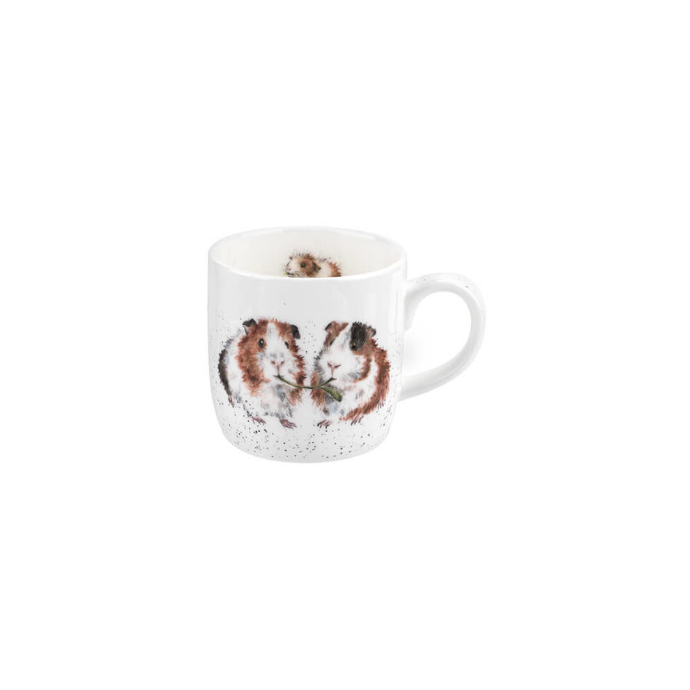 Wrendale by Royal Worcester Wrendale Lettuce Be Friends (Guinea Pig) Single Mug, Bone China, Multi-Colour, 11 x 6.5 x 8.3 cm