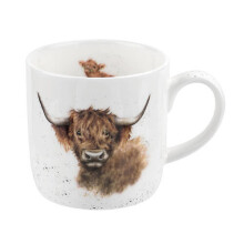 Wrendale Highland Coo (Cow) Single Mug, Bone China, Multi-Colour, 11 x 6.5 x 8.3 cm