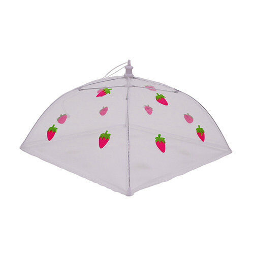 Epicurean 39JN1131ST Polyester with Zinc Plated Steel Frame Food Cover Umbrella, 30 x 30 cm, White/ Pink/ Green