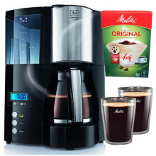 Melitta Optima Timer, 100801, Filter Coffee Machine with Glass Jug, Timer and Programmable Warmer, Black