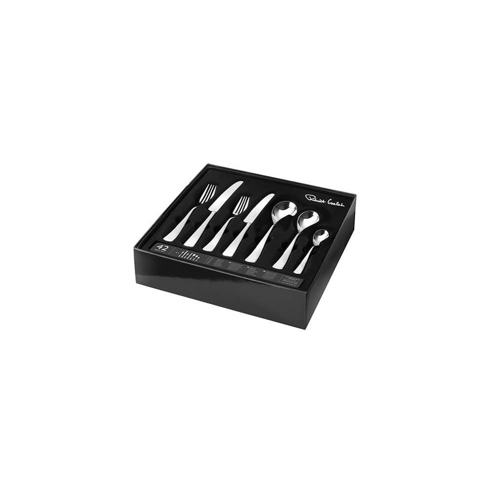 Robert Welch Malvern Bright 42-Piece Cutlery Set, 6-Place Setting, 18/10 Stainless Steel, Mirror Finish