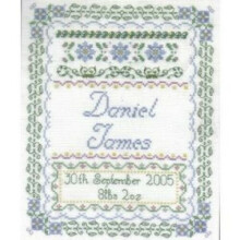 Birth Sampler For A Boy Counted Cross Stitch Kit