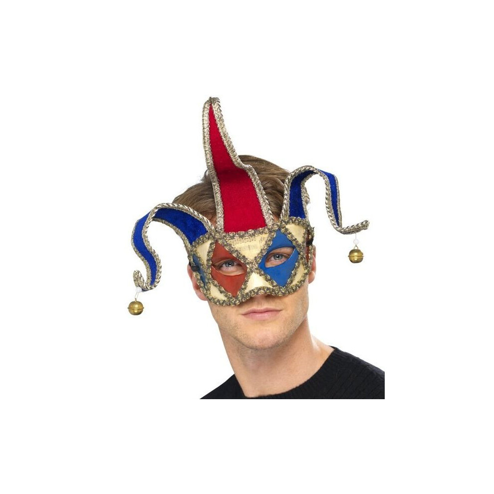 Smiffy's Venetian Musical Jester - Jester Venetian Musical Fancy Dress Eyemask Ball Gold