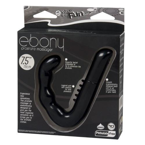 Ebony 7.5" Prostate Massager - 10 Function ~ Black (Batts In