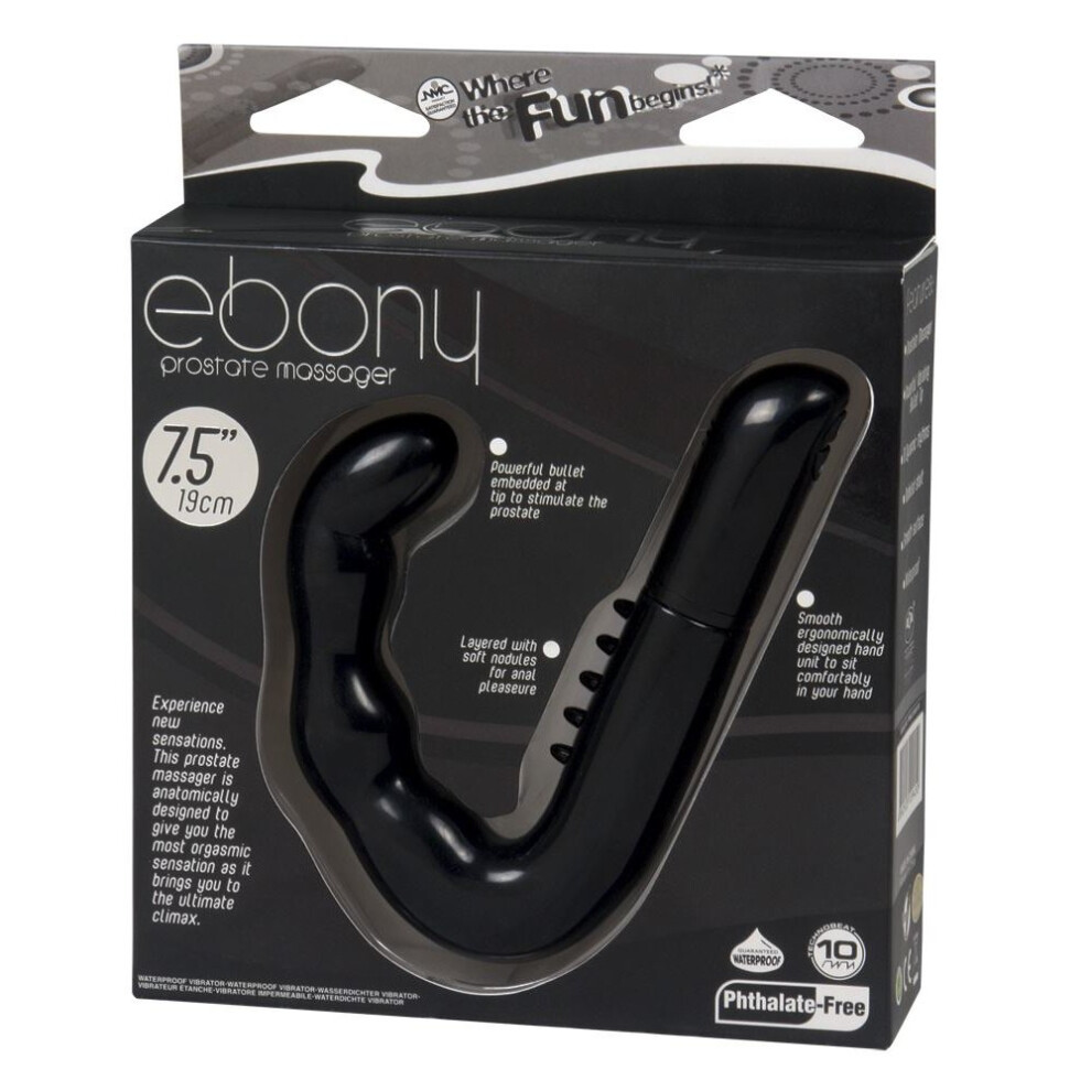 Ebony 7.5" Prostate Massager - 10 Function ~ Black (Batts In