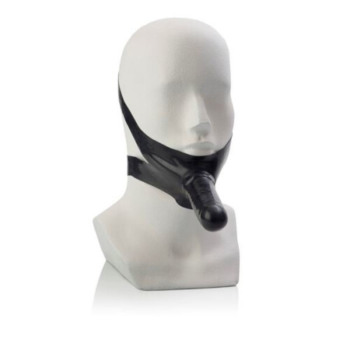 The Original Accommodator Latex Face Strap Black Dildo