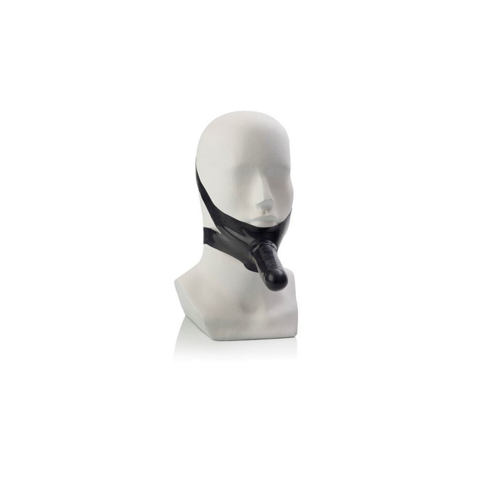 The Original Accommodator Latex Face Strap Black Dildo