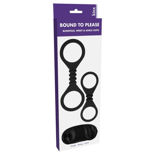 Kinx Bound To Please Silicone Blindfold Wrist and Ankle Cuffs Bondage Kit