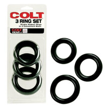COLT 3 Ring Multi Size Cock Ring Set Black