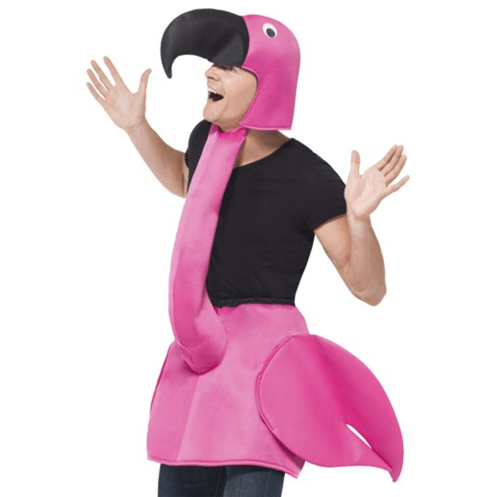 Smiffy's Adult Unisex Flamingo Costume, Foam Piece With Neck And Hood, Party -  flamingo costume adult party unisex smiffys piece foam neck hood