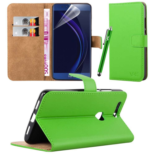 (Lime) For Huawei Honor 8 Leather Wallet Case Cover 1