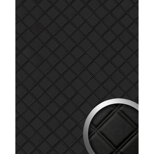 WallFace 15030 ROMBO Wall panel leather square self-adhesive black | 2.60 sqm