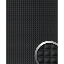 WallFace 15032 QUADRO Wall panel leather square decor wall cover black 2.60 sqm
