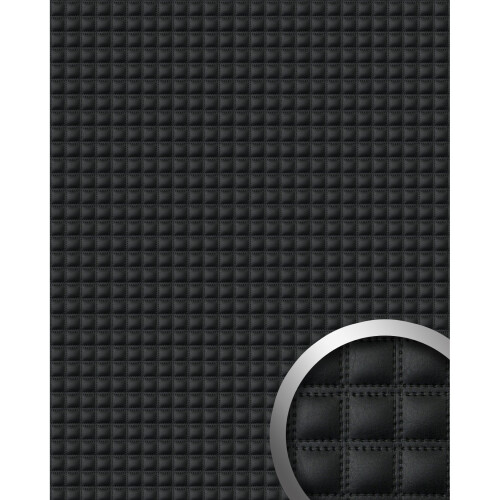 WallFace 15032 QUADRO Wall panel leather square decor wall cover black 2.60 sqm