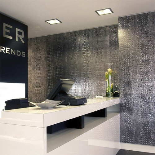 WallFace 13521 CROCO Wall panel textured interior decor black silver | 2.60 sqm 1