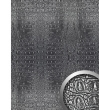 WallFace 13521 CROCO Wall panel textured interior decor black silver | 2.60 sqm