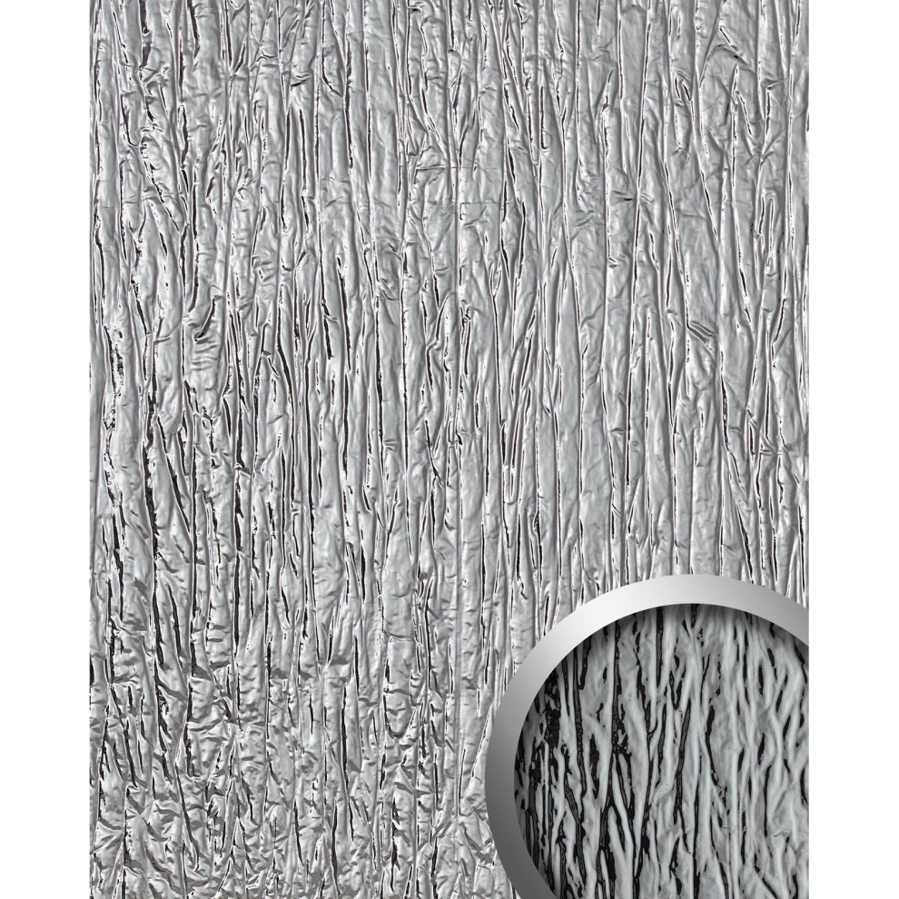 Wallface 19346 Crashed Mirror Decor Panel Used Look Glossy Silver 2.6 Sqm 9002582193461