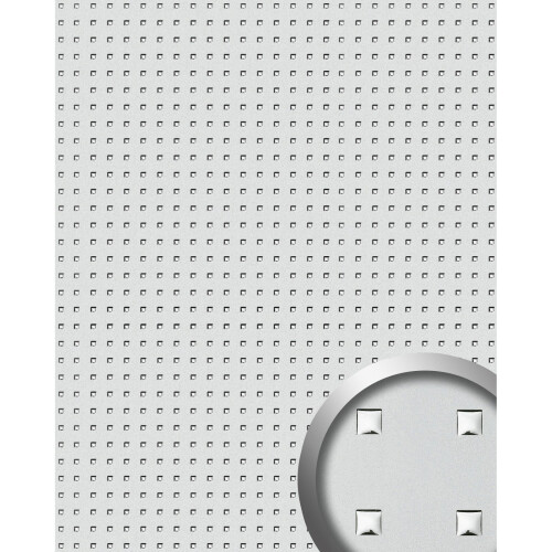 WallFace 10053 3D QUAD Wall panel square hole metal look silver grey | 2.60 sqm
