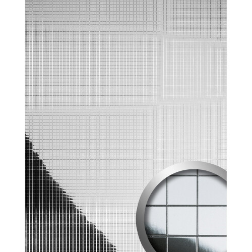 WallFace 27378 M-STYLE Wall panel decor plate metallized mirror silver 0.96 sqm