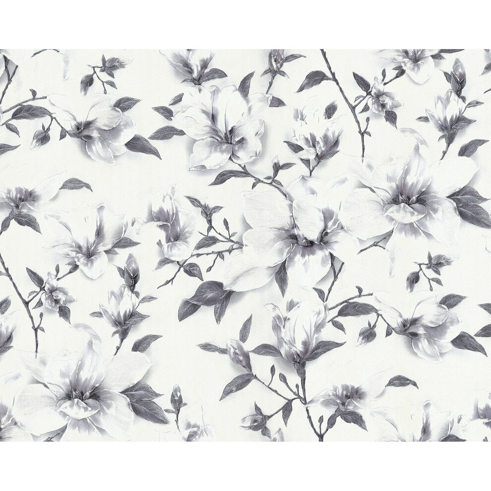 Edem 9080-20 Flowers Non-Woven Wallcovering Shimmering White Grey 10.65 Sqm 4823049776516