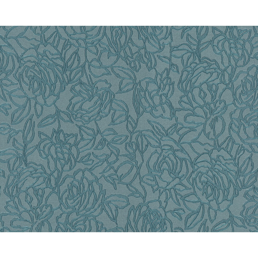 Edem 9040-28 Flowers Wallcovering Wall Shiny Blue 10.65 Sqm 4823049768740