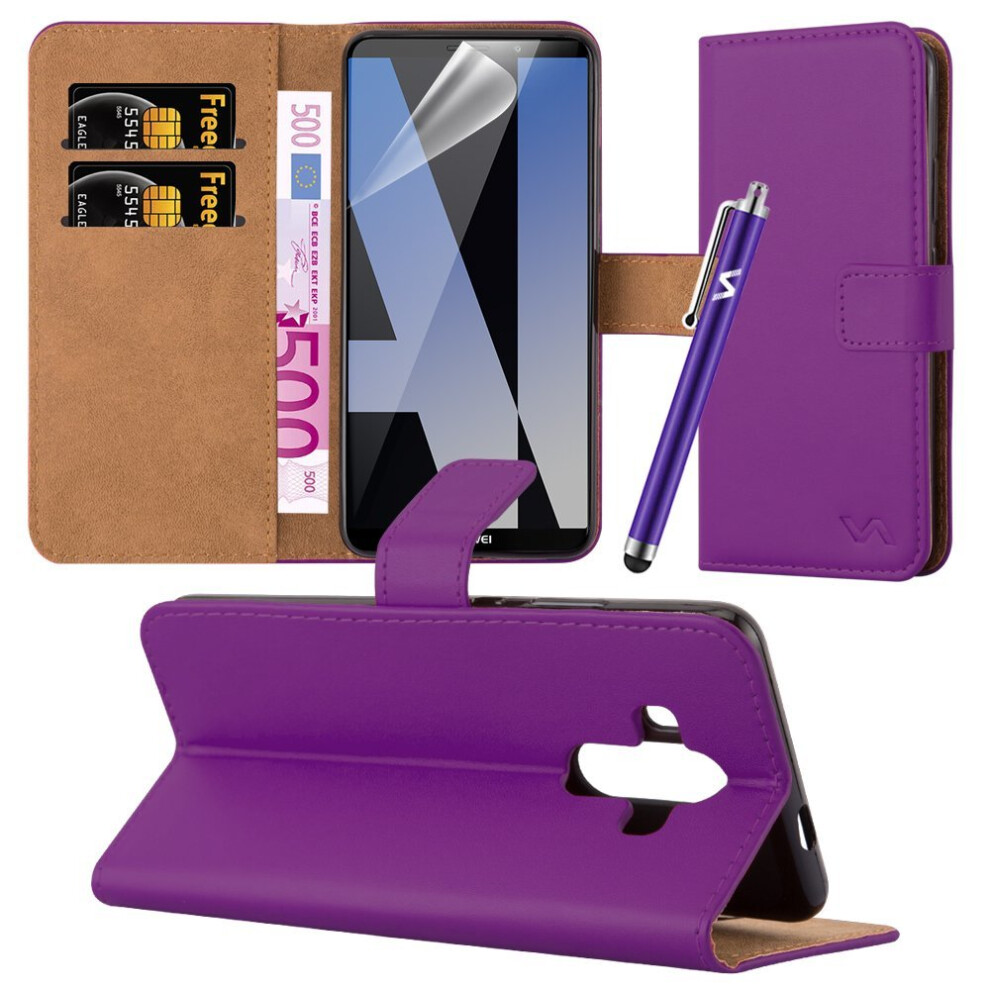 (Purple) For Huawei Mate 10 Pro Leather Wallet Case Cover