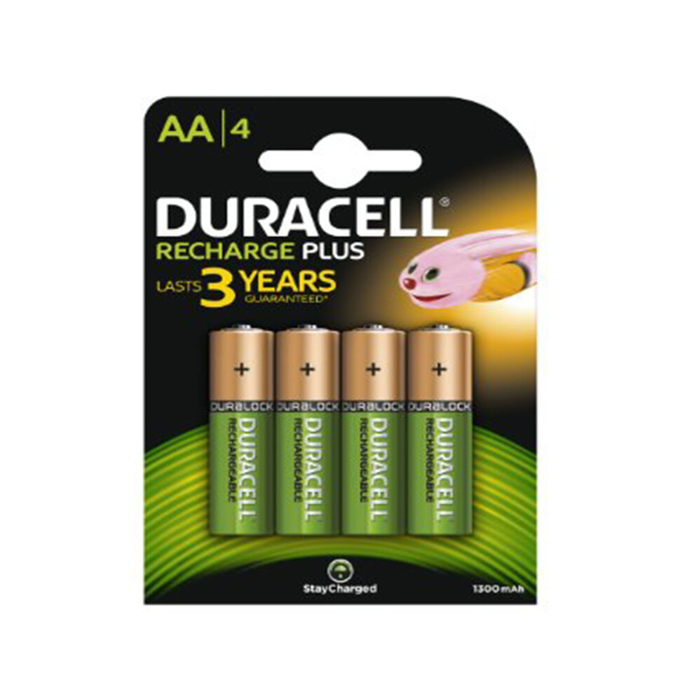 4 Duracell AA 1300 mAh PRE STAY CHARGE Rechargeable Batteries NiMH HR6,1.2V