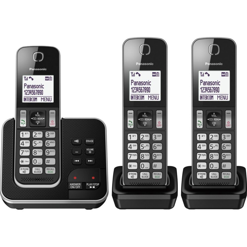 PANASONIC KX-TGD623EB Cordless Phone - Triple Handsets