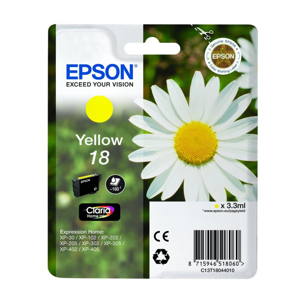 EPSON Daisy T1804 Yellow Ink Cartridge, Yellow